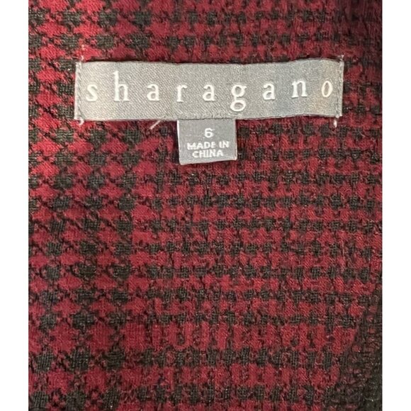 Burgundy Houndstooth Sheath Dress Career Professional Chic Cocktail Party - Picture 10 of 11